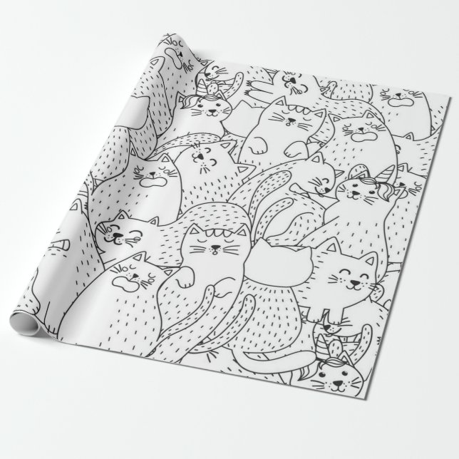 Papel De Regalo Patrón de gato (Desenrollado)