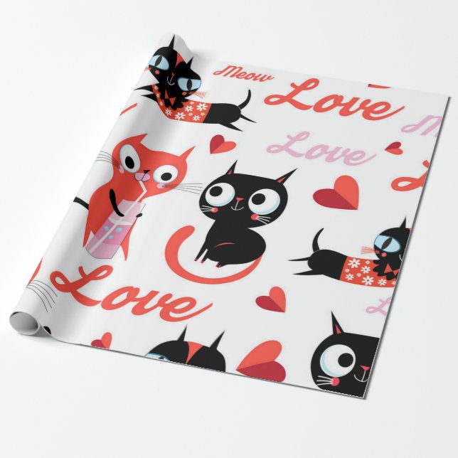 Papel De Regalo Patrón de gato (Desenrollado)