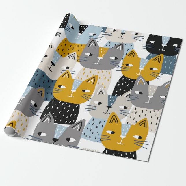 Papel De Regalo Patrón de gato (Desenrollado)