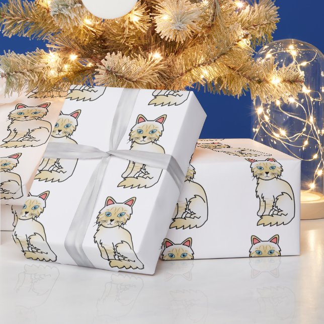 Papel De Regalo Patrón de gato Birman / Ragdoll atigrado de punta  (Vacaciones)