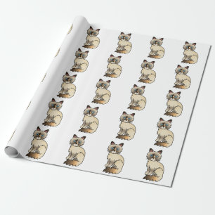 Papel De Regalo Patrón de gato bonito Birman / Ragdoll con caparaz