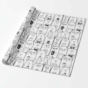 Papel De Regalo Patrón de gato de corte