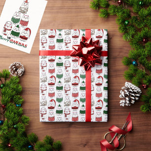 Papel De Regalo Patrón de gato de Navidades divertidos