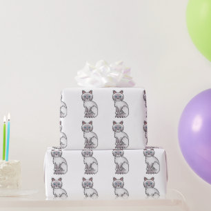 Papel De Regalo Patrón de gato Lilac Point Tabby Birman / Ragdoll