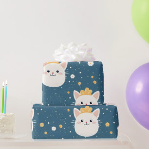 Papel De Regalo Patrón de gato real blanco