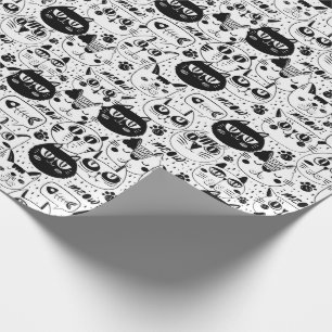 Papel De Regalo Patrón de gatos blancos negros
