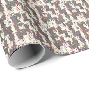 Papel De Regalo Patrón de gatos blancos y grises
