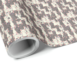 Papel De Regalo Patrón de gatos blancos y grises