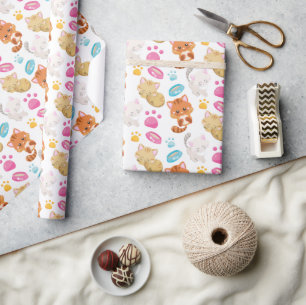 Papel De Regalo Patrón de gatos, gatos, gatitos, gatitos, patas
