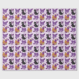 Papel De Regalo Patrón de gatos lindos y lazos