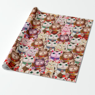 Papel De Regalo Patrón de gatos Maneki-neko