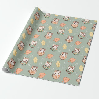 Papel De Regalo Patrón de gatos pastel otoñales en tazas