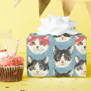 Papel De Regalo Patrón de gatos rojos y negros