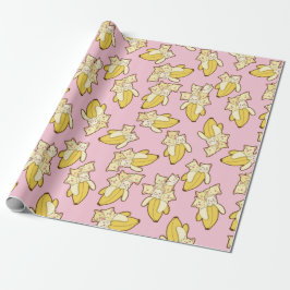 Papel De Regalo Patrón De Gatos Y Bananas