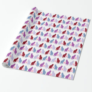 Papel De Regalo Patrón de gatos y corazones