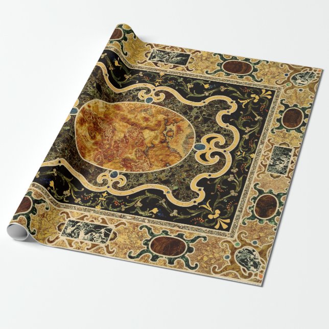 Papel De Regalo Patrón de Gemstone de la Antigua Ornamental Italia (Desenrollado)