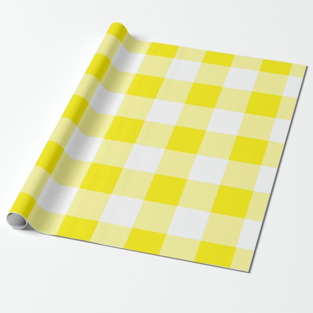 Papel De Regalo Patrón de Gingham amarillo (Desenrollado)
