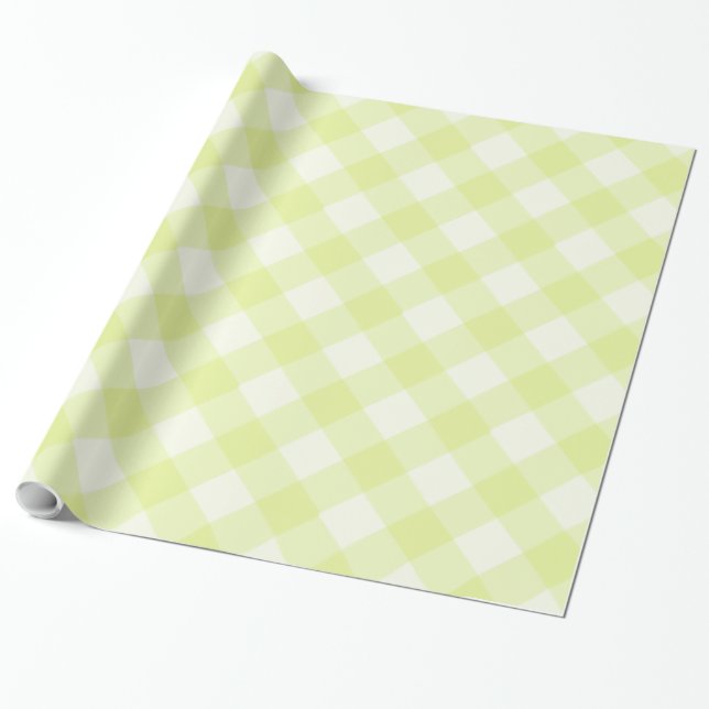Papel De Regalo Patrón de Gingham amarillo Pastel (Desenrollado)