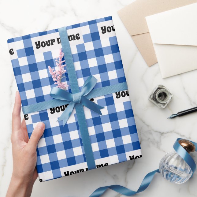 Papel De Regalo Patrón de gingham azul (Regalar)