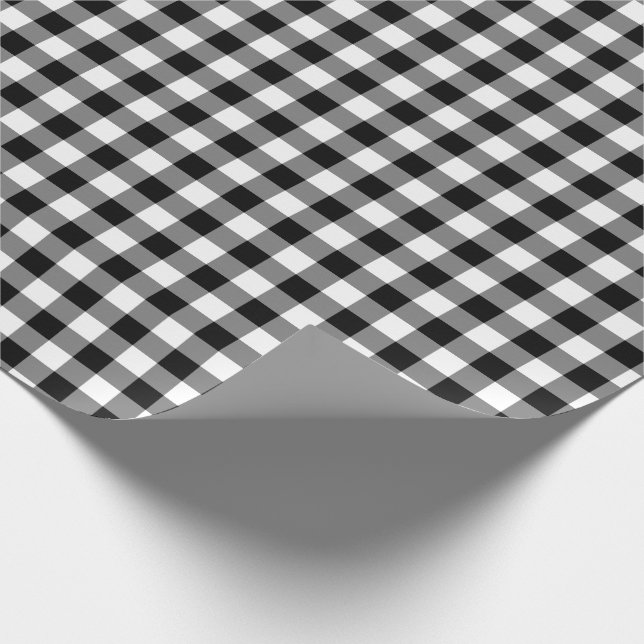 Papel De Regalo Patrón de Gingham blanco y negro ruso (Esquina)