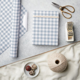 Papel De Regalo Patrón de gingham costero a cuadros blanco azul ap