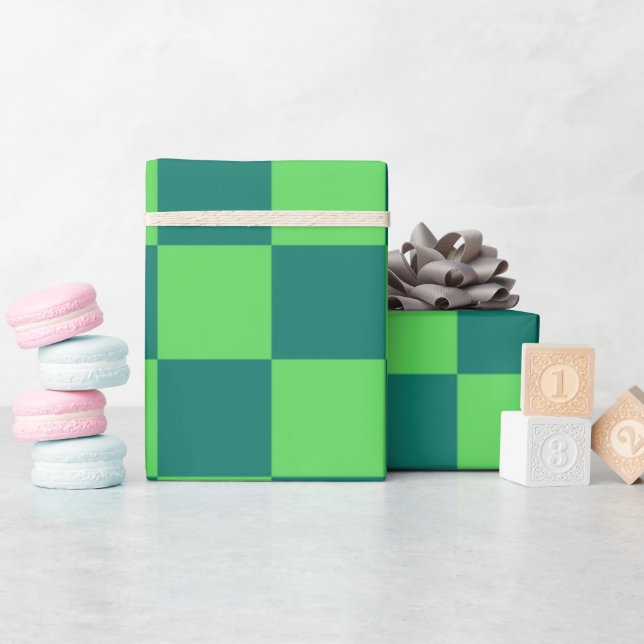 Papel De Regalo Patrón de Gingham de Blue Green Checkered (Baby Shower)