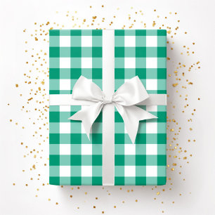 Papel De Regalo Patrón de Gingham Verde Cuadros Granja Rústica