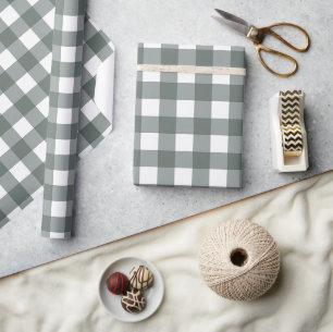 Papel De Regalo Patrón de Gingham verde oscuro clásico vintage