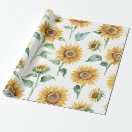 Papel De Regalo Patrón de girasol acuarela Botánica