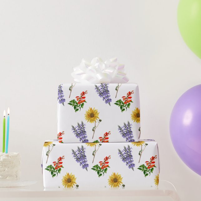 Papel De Regalo Patrón de girasol de la lavanda de flores cardenal (Regalos de fiesta)