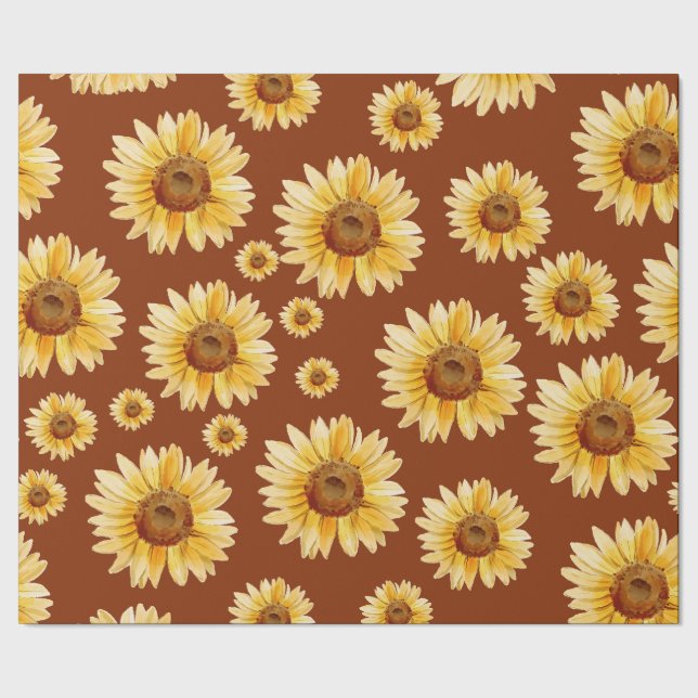 Papel De Regalo Patrón de girasol marrón (Costura)