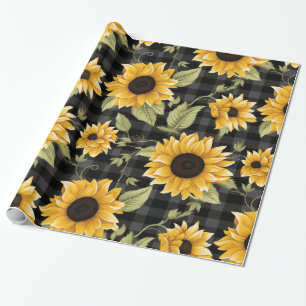 Papel De Regalo Patrón de girasoles de Gingham