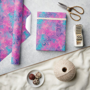 Papel De Regalo Patrón de giro abstracto moderno en rosa y púrpura