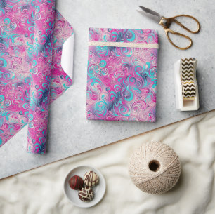 Papel De Regalo Patrón de giro abstracto moderno en rosa y púrpura
