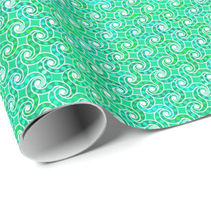 Papel De Regalo Patrón de giro abstracto - tonos verdes de jade