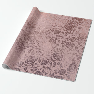 Papel De Regalo Patrón de giro floral Rosa en Rubor rosa