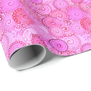 Papel De Regalo Patrón de giro fractal, rosa y fucsia