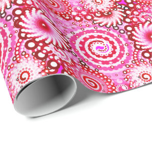 Papel De Regalo Patrón de giro fractal, rosa y marrón