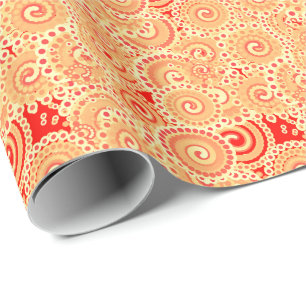 Papel De Regalo Patrón de giro fractal, tonos de naranja de coral