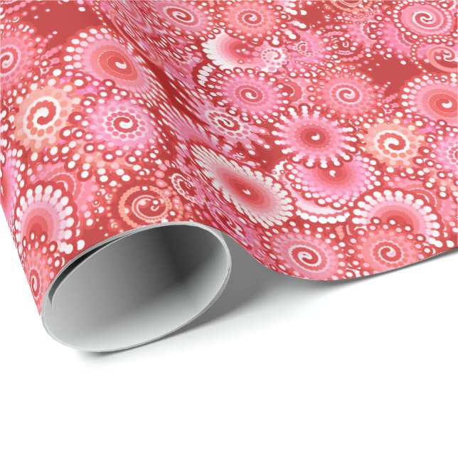 Papel De Regalo Patrón de giro fractal, tonos de rojo profundo (Esquina del rollo)