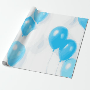 Papel De Regalo Patrón de globo azul suave para fiesta de cumpleañ