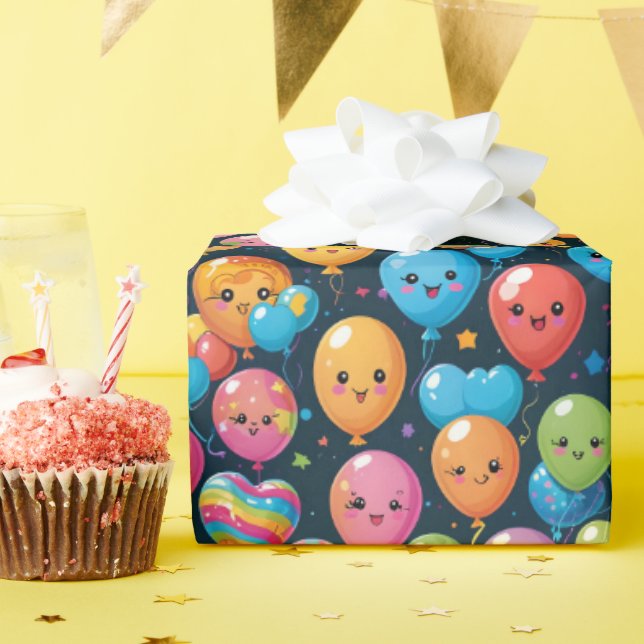 Papel De Regalo Patrón de globo de cumpleaños de Kawaii (Fiesta de cumpleaños )