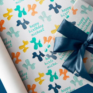 Papel De Regalo Patrón de globo de perro lindo Niños Cumpleaños