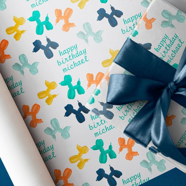 Papel De Regalo Patrón de globo de perro lindo Niños Cumpleaños (Subido por el creador)