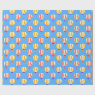 Papel De Regalo Patrón de globos de aire caliente rojo y amarillo