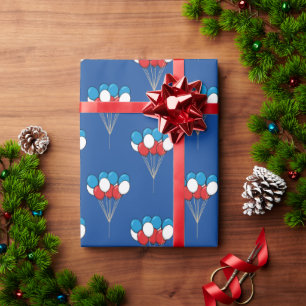 Papel De Regalo Patrón de globos patrióticos azul rojo blanco