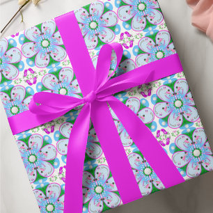 Papel De Regalo Patrón de golf de las mujeres de color rosa floral