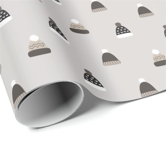 Papel De Regalo Patrón de Gorra de lana dibujada a mano (Esquina del rollo)