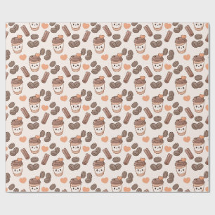 Papel De Regalo Patrón de granos y tazas de café otoñal lindo
