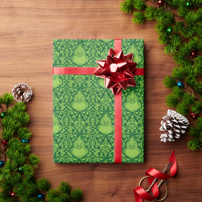 Papel De Regalo Patrón de Grinch verde ordenado (Regalo de vacaciones)